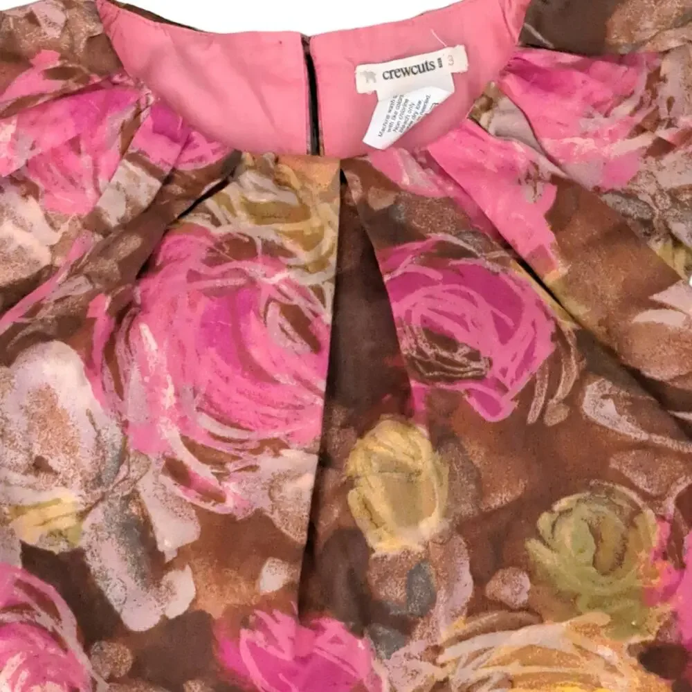 Crewcuts Pink Floral Bubble Dress Girl's Size 3